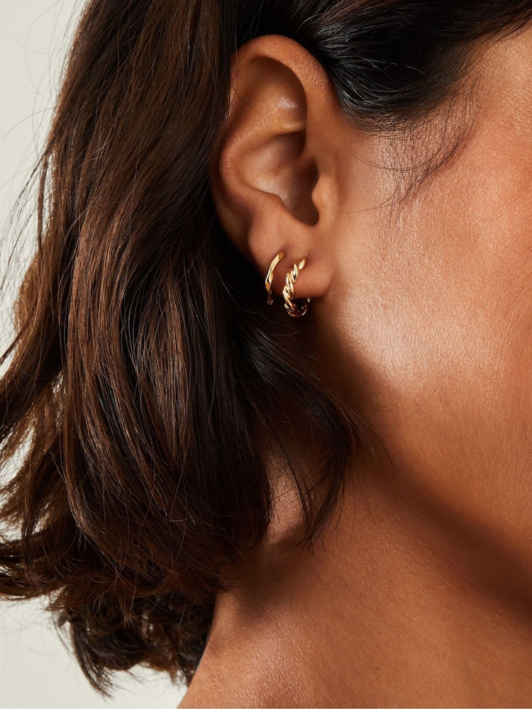 Accessorize 14ct Gold-Plated Twisted Hoop Earrings 2 Pack - Slika 2 iz 2