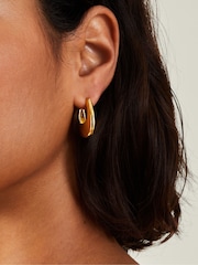 Accessorize Gold Tone 14ct Horseshoe Hoop Earrings - Image 3 of 3
