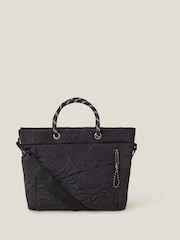 Accessorize Black Floral Quilted Hand Bag - Image 1 of 3