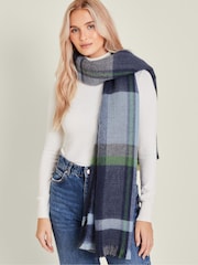 Accessorize Blue Woven Check Blanket Scarf - Image 1 of 1