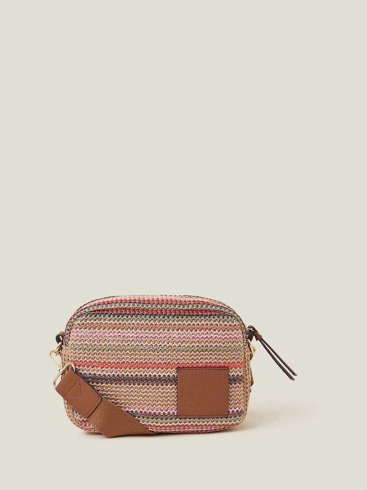 Accessorize Small Stripe Raffia Cross-Body Bag - Imagen 1 de 2