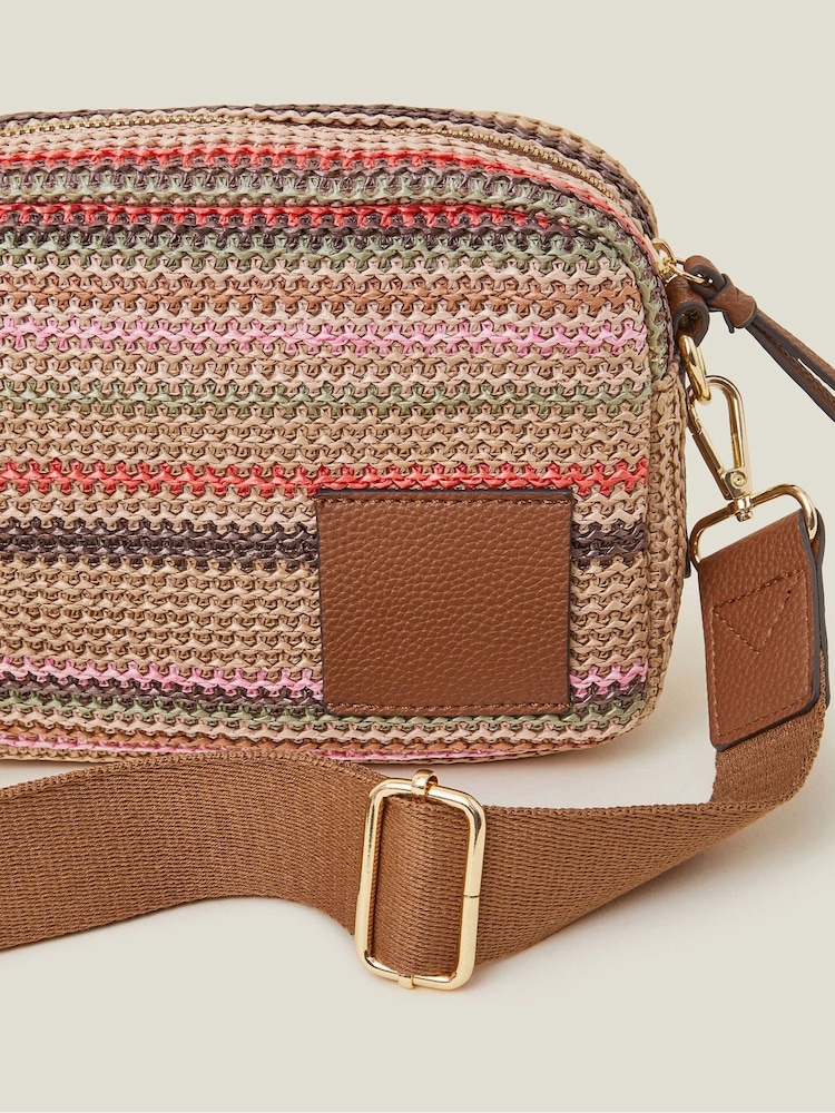 Accessorize Small Stripe Raffia Cross-Body Bag - Imagen 2 de 2