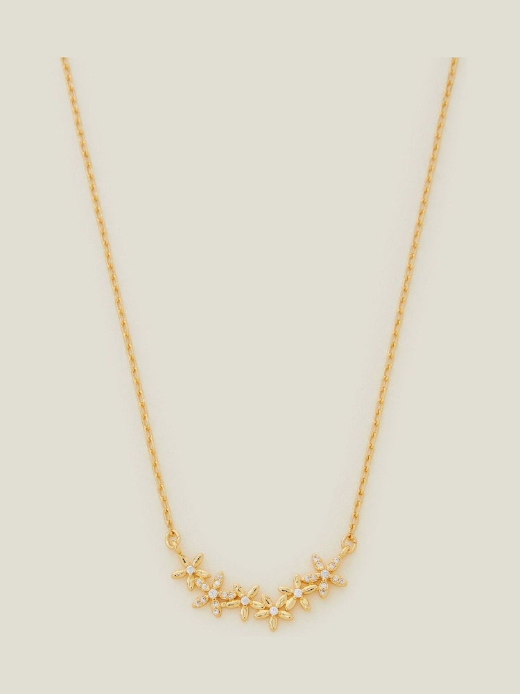 Accessorize Gold 14ct Plated Flower Cluster Necklace - Image 1 of 2