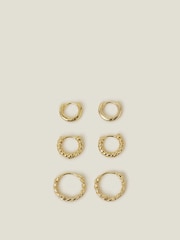 Accessorize 14ct Twist Clicker Hoop Earrings 3 komplet - Slika 1 iz 2