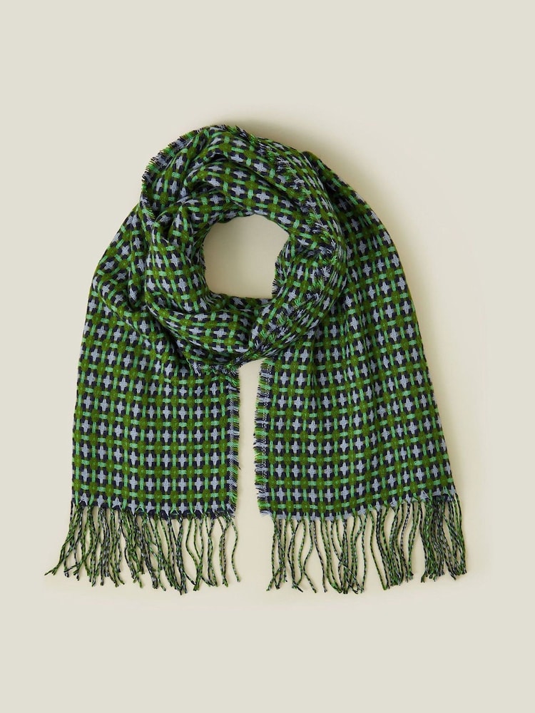 Accessorize Green Woven Tile Check Blanket Scarf - Image 1 of 2