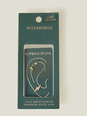 Accessorize Gold 14ct Celestial Flatback Stud Earrings 3 Pack - Image 3 of 3