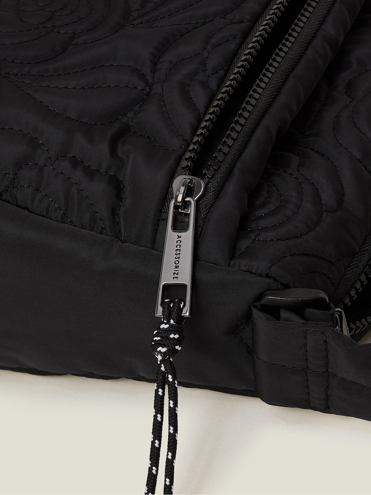 Accessorize Black Floral Quilted Camera Bag - Image 3 of 3 Accessorize Black Floral Quilted Camera Bag - Image 3 of 3