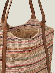 Accessorize Brown Stripe Raffia Shoulder Bag - Image 2 of 2