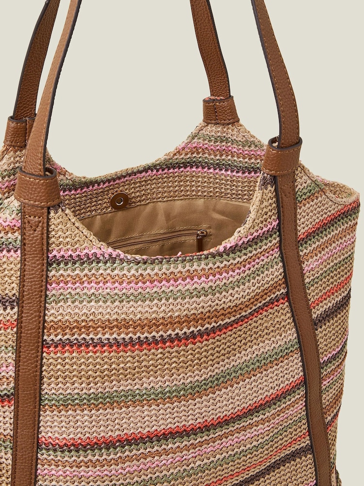 Accessorize Brown Stripe Raffia Shoulder Bag - Image 2 of 2