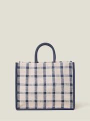 Accessorize Blue Check Woven Handheld Bag - Image 1 of 2