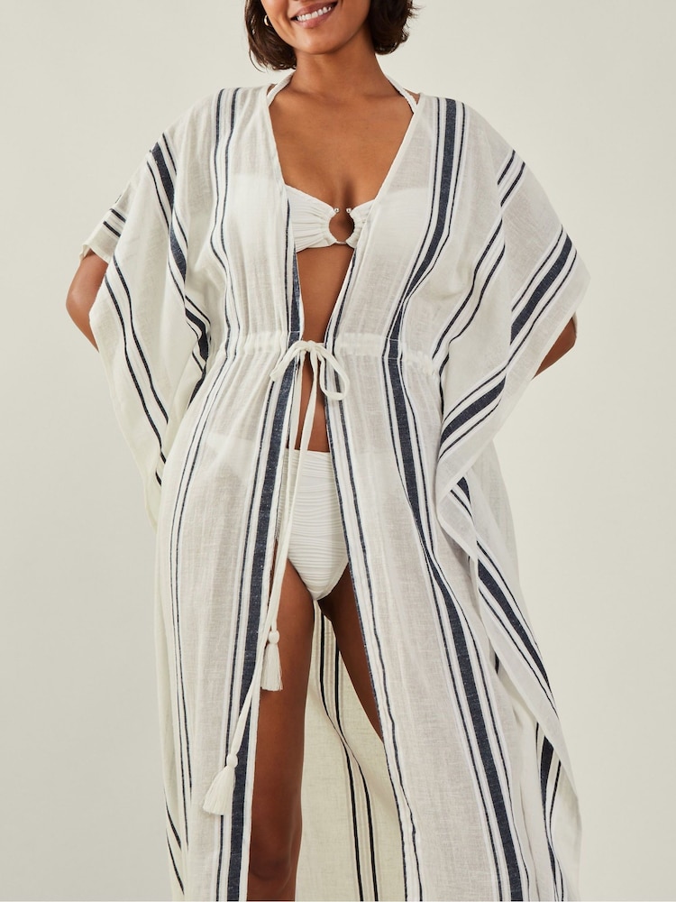 Accessorize Black 100% Cotton Stripe Kaftan - Image 3 of 4