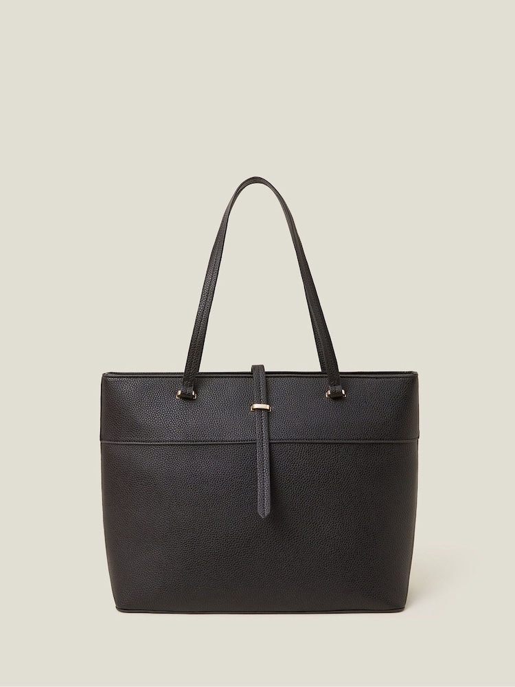 Accessorize Black Faux Leather Large Tote Bag - Image 1 of 2