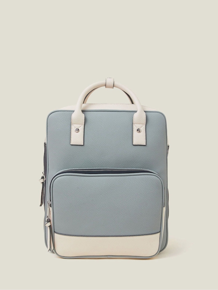 Accessorize Blue Colourblock Faux Leather Backpack - Image 1 of 2