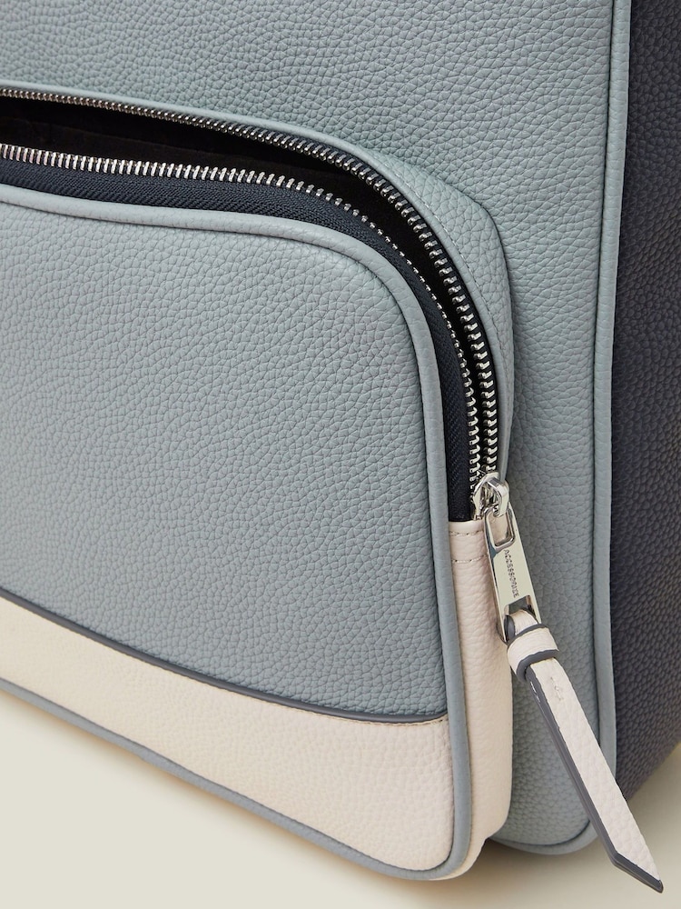 Accessorize Blue Colourblock Faux Leather Backpack - Image 2 of 2