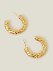 Accessorize 14ct Twist Chunky Hoop Earrings - Imagen 1 de 2