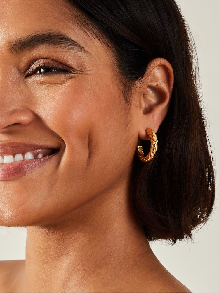 Accessorize 14ct Twist Chunky Hoop Earrings - Imagen 2 de 2