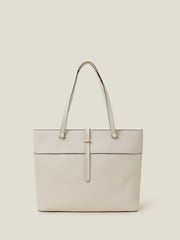 Accessorize Cream Faux Leather Large Tote Bag - Image 1 of 2