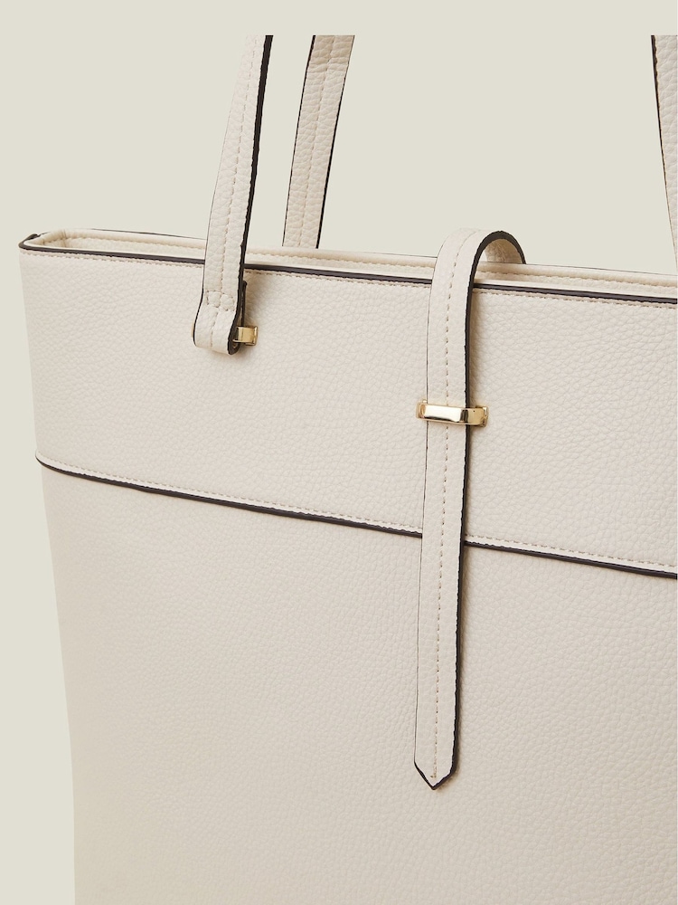Accessorize Cream Faux Leather Large Tote Bag - Image 2 of 2
