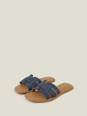 Accessorize Blue Geometric Cut-Out Denim Slide Sandals - Image 2 of 3