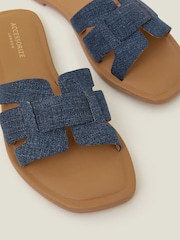 Accessorize Blue Geometric Cut-Out Denim Slide Sandals - Image 3 of 3