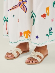 Accessorize Cream Pearl Embellished Slider Sandals - Image 1 of 4