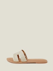 Accessorize Cream Pearl Embellished Slider Sandals - Image 2 of 4