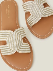 Accessorize Cream Pearl Embellished Slider Sandals - Image 3 of 4