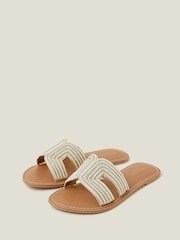 Accessorize Cream Pearl Embellished Slider Sandals - Image 4 of 4