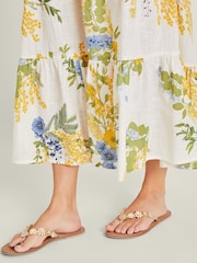 Accessorize Gold Diamante Flower Flip Flop Sandals - Image 1 of 3