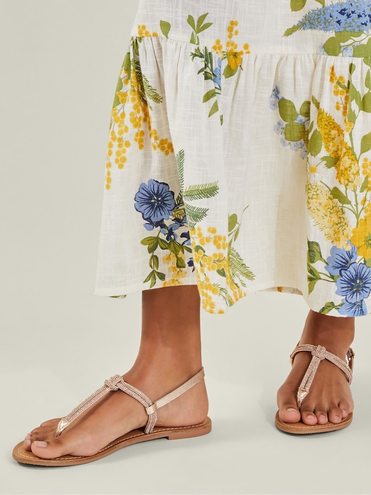 Accessorize Gold Diamante Strappy Sandals - Image 1 of 3
