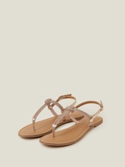 Accessorize Gold Diamante Strappy Sandals - Image 2 of 3