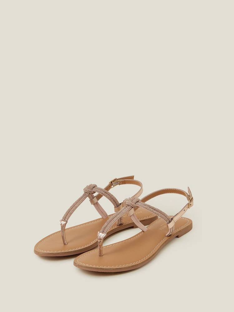 Accessorize Gold Diamante Strappy Sandals - Image 2 of 3