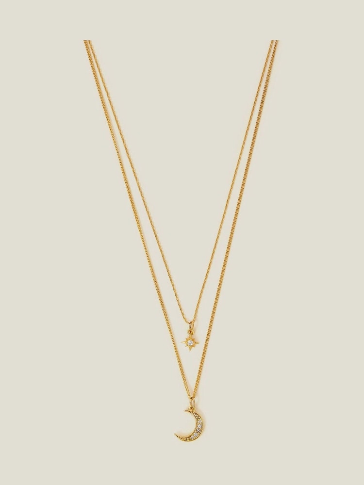 Accessorize 14ct Platirana nebesna obesek Layered ogrlica - Slika 1 iz 1
