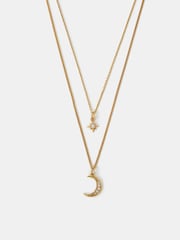 قلادة بطبقات بدلايات مستوحاة من السماء والنجوم مطلية بذهب 14 قيراط من Accessorize - Image 2 of 4