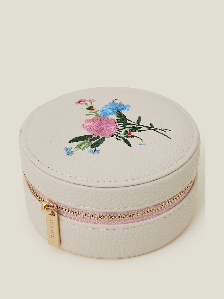 Accessorize Cream Embroidered Medium Jewellery Box - Image 2 of 3