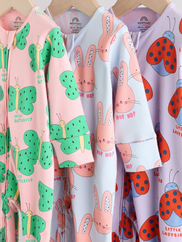 Pyjamas Bébé 100% Coton Dinosaures – Lot De 5, Fermeture Zippée Double Sens, Pieds Antidérapants – NEXT
