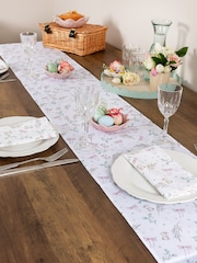 Avalon Home White and Pink Bunnies and Bows Table Runner - Image 1 of 6