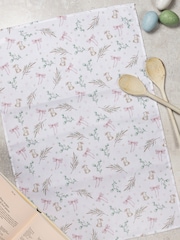 Avalon Home White and Pink Bunnies and Bows Tea Towel - Image 3 of 5