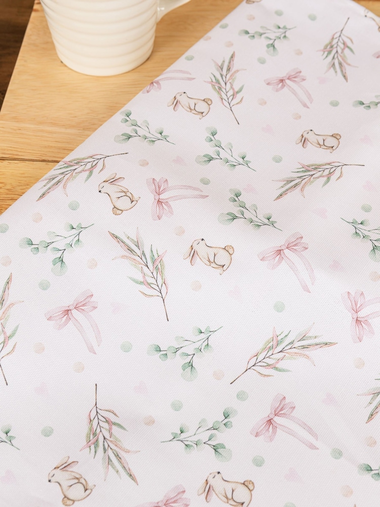Avalon Home White and Pink Bunnies and Bows Tea Towel - Image 5 of 5