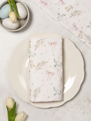 Avalon Home Set of 2 White and Pink Bunnies and Bows Napkins - Image 1 of 6