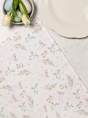 Avalon Home Set of 2 White and Pink Bunnies and Bows Napkins - Image 6 of 6