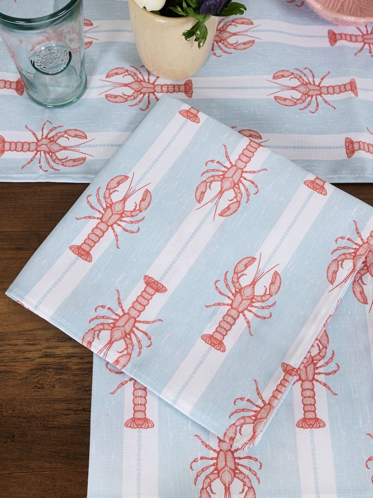 Avalon Home Set of 2 Blue Striped Lobster Napkins - Image 3 of 6