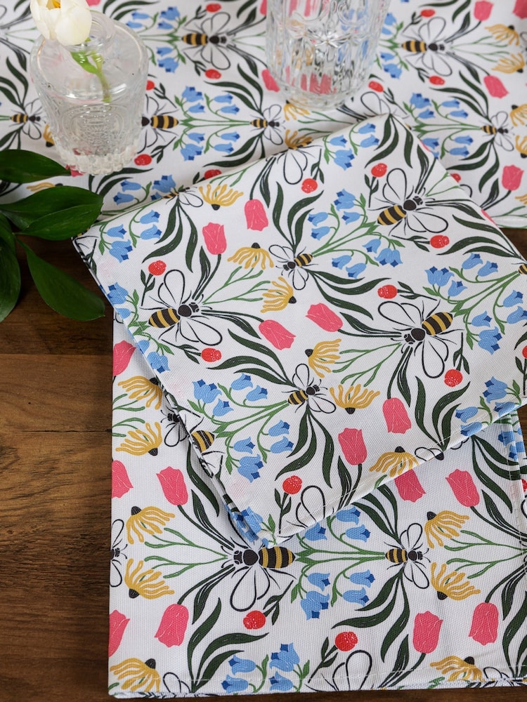 Avalon Home Set of 2 Multi British Bees Napkins - Image 6 of 6 Avalon Home Set of 2 Multi British Bees Napkins - Image 6 of 6