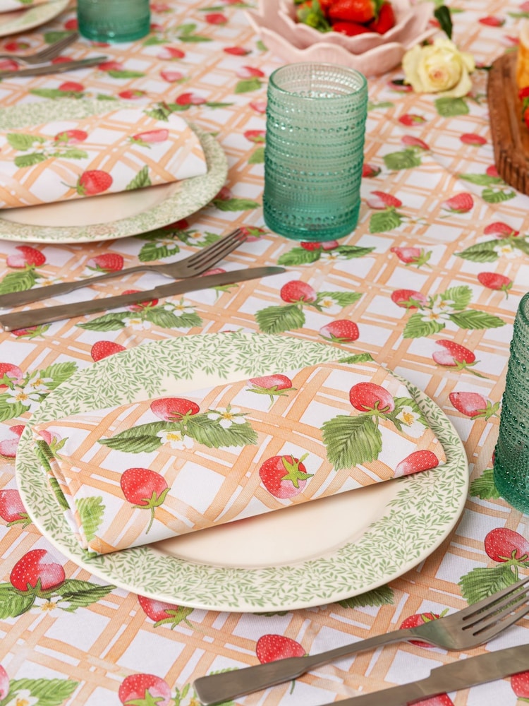Avalon Home Pink Strawberry Picnic Tablecloth - Image 3 of 6