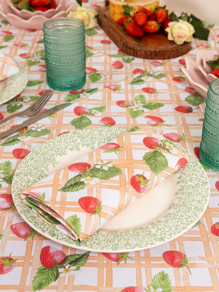 Avalon Home Pink Strawberry Picnic Tablecloth - Image 5 of 6
