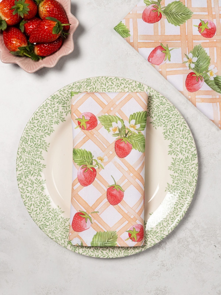 Avalon Home Set of 2 Pink Strawberry Picnic Napkins - Image 1 of 6