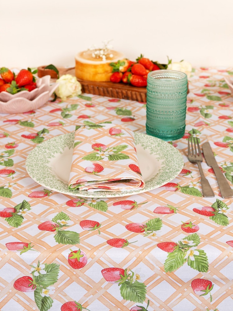 Avalon Home Set of 2 Pink Strawberry Picnic Napkins - Image 2 of 6