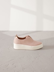 Rose Pink Slip On Signature Forever Comfort® Leather Chunky Wedge Platform Trainers - Image 2 of 6