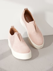 Rose Pink Slip On Signature Forever Comfort® Leather Chunky Wedge Platform Trainers - Image 3 of 6