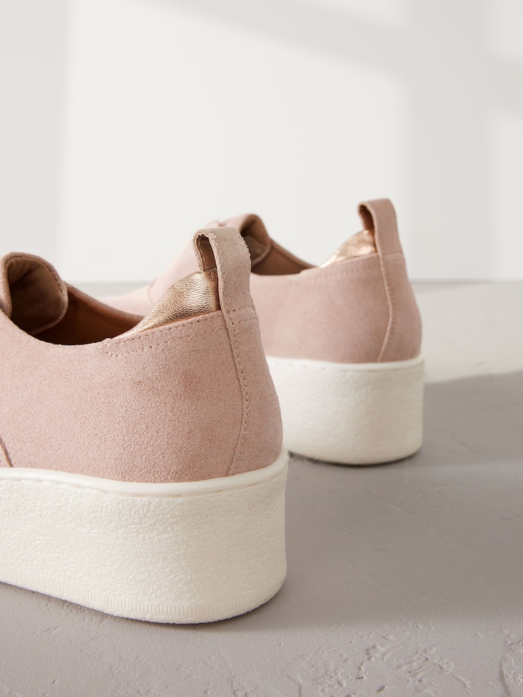 Rose Pink Slip On Signature Forever Comfort® Leather Chunky Wedge Platform Trainers - Image 4 of 6